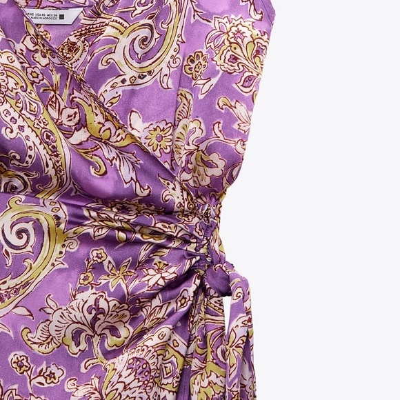 NWT ZARA SATIN EFFECT PRINT DRESS - Picture 16 of 16